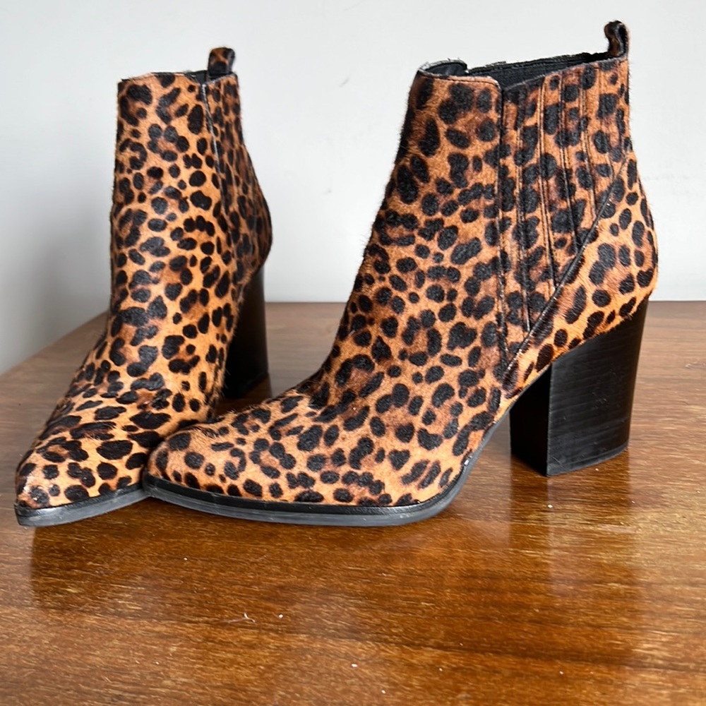 Marc Fisher Alva Leopard Genuine Calf Hair Bootie